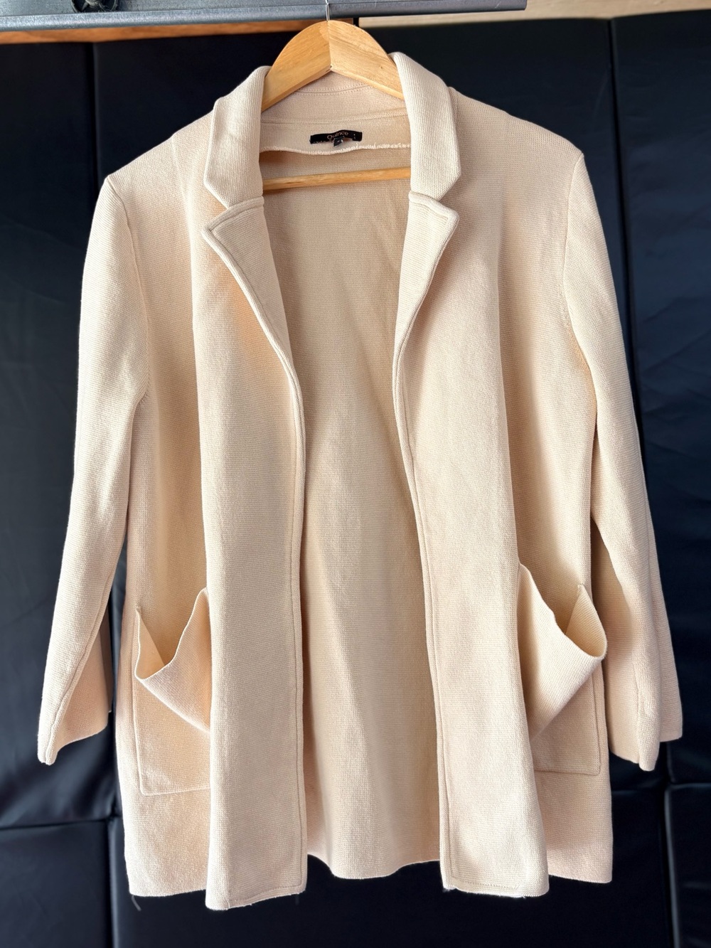 Quince | 100% Organic Cotton Knit Blazer - Women's Small, Alabaster (Cream)